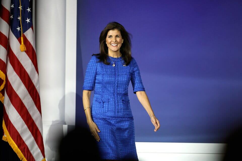 (Former South Carolina Governor Nikki Haley speaking with attendees at the Republican Jewish Coalition's 2023 Annual Leadership Summit at the Venetian Convention & Expo Center in Las Vegas, Nevada/Gage Skidmore)